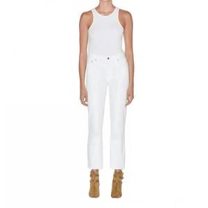 NEW LE JEAN sabine straight ankle jean in white